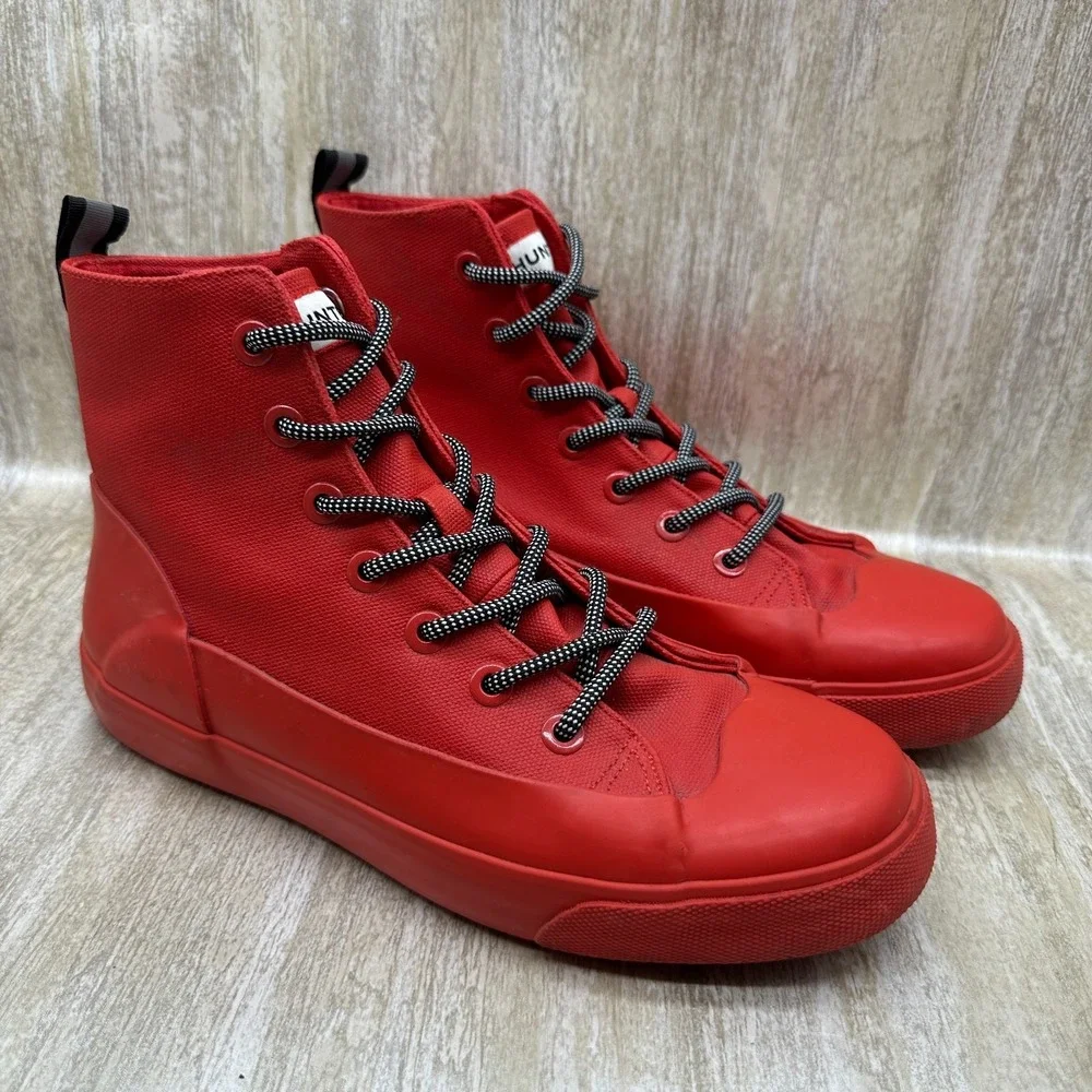 Hunter for Target Canvas Dipped RED Ankle Rain Boots Men‎ 7.5 Women 9.5 NICE